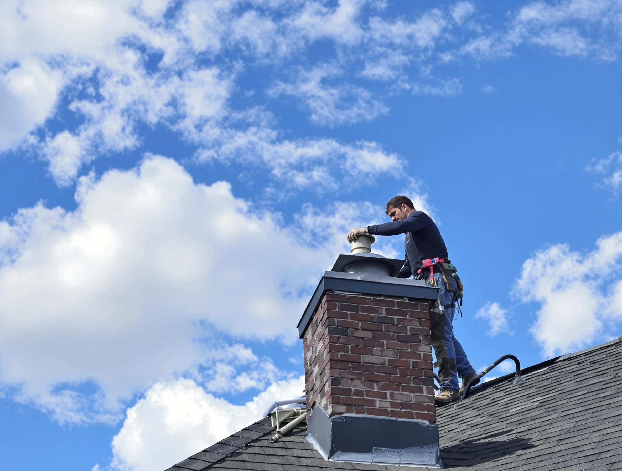 Brandermill Chimney Sweep installing a sturdy chimney cap in Brandermill, VA