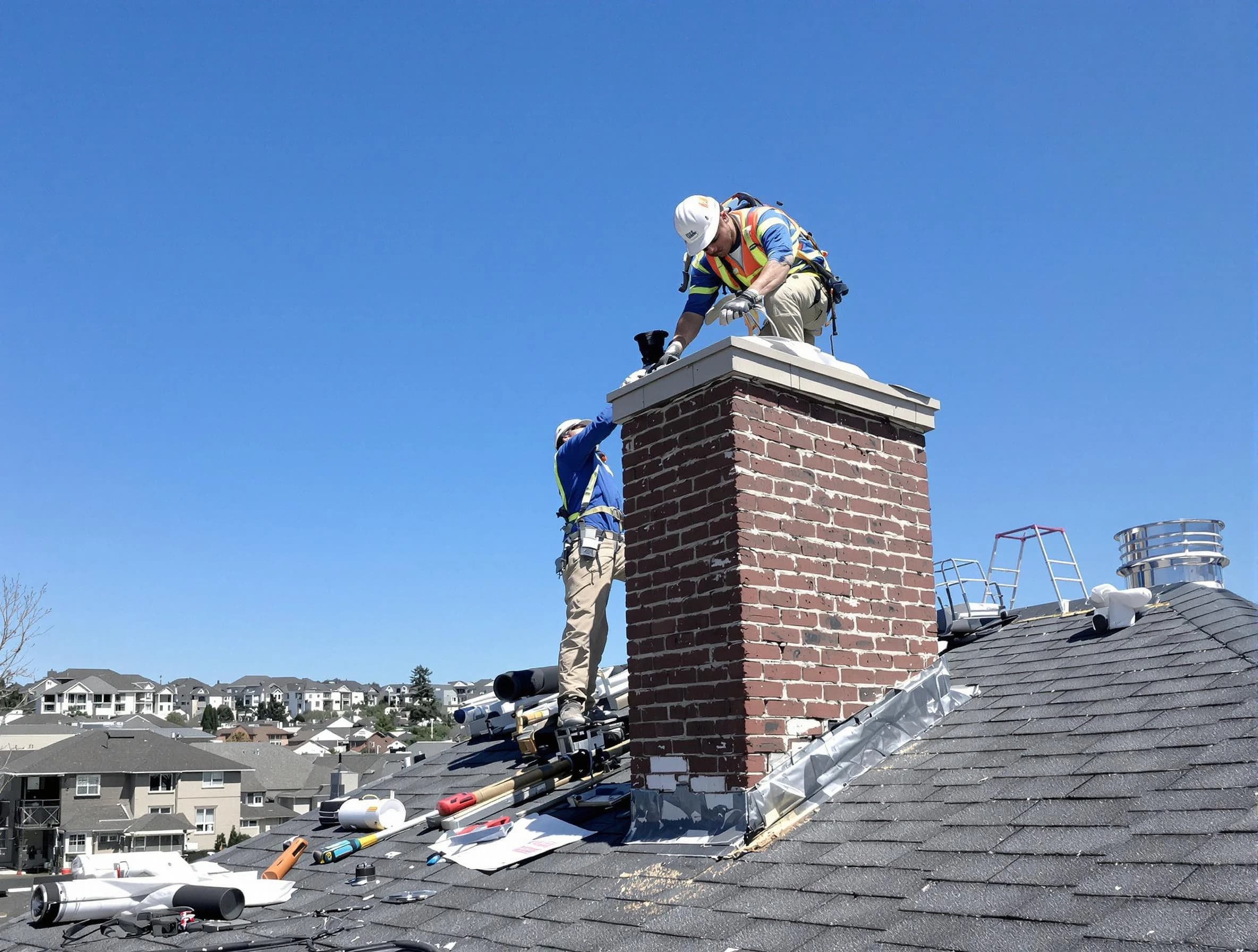 Brandermill Chimney Sweep repairing a chimney crown in Brandermill, VA