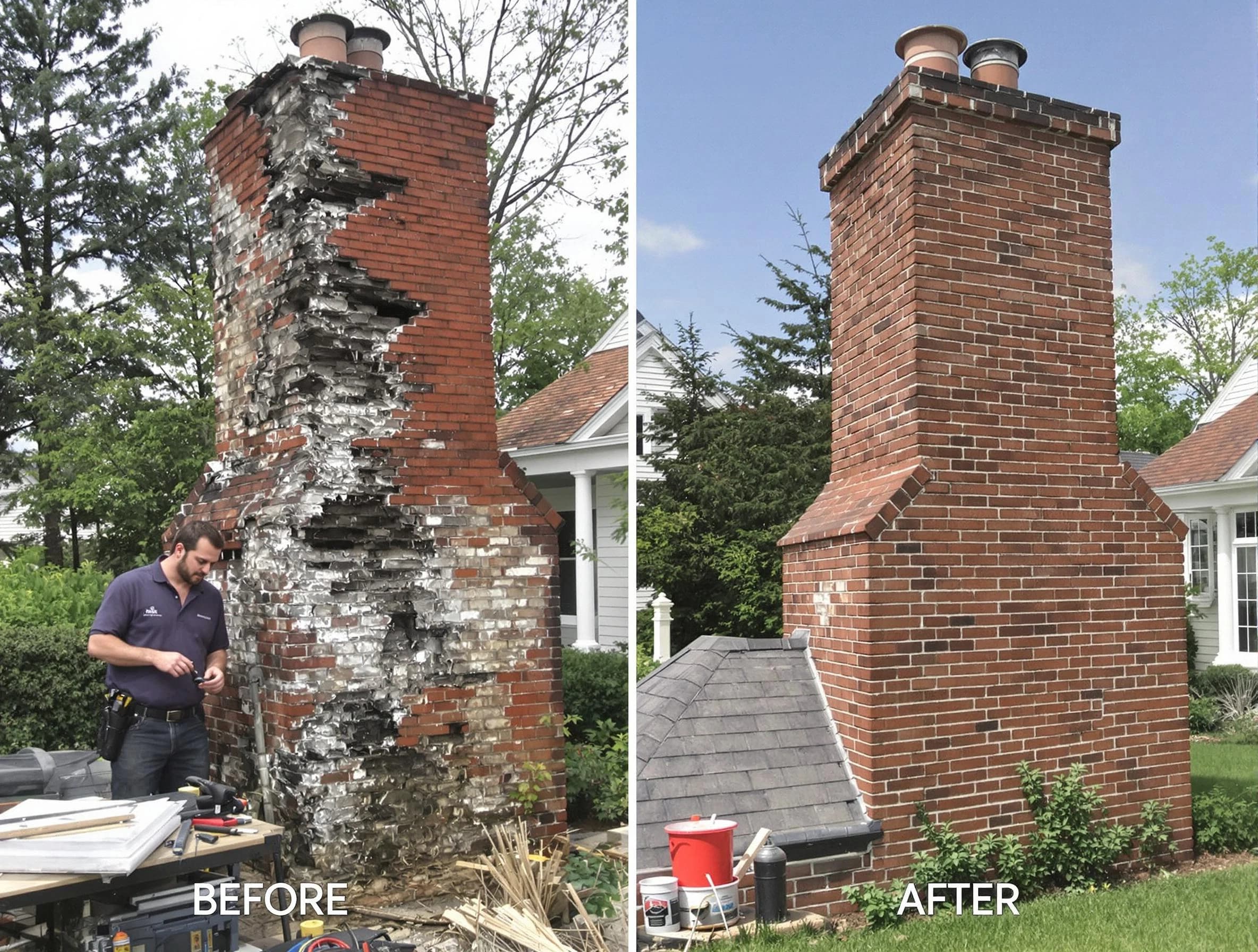 Brandermill Chimney Sweep performing a full chimney restoration in Brandermill, VA