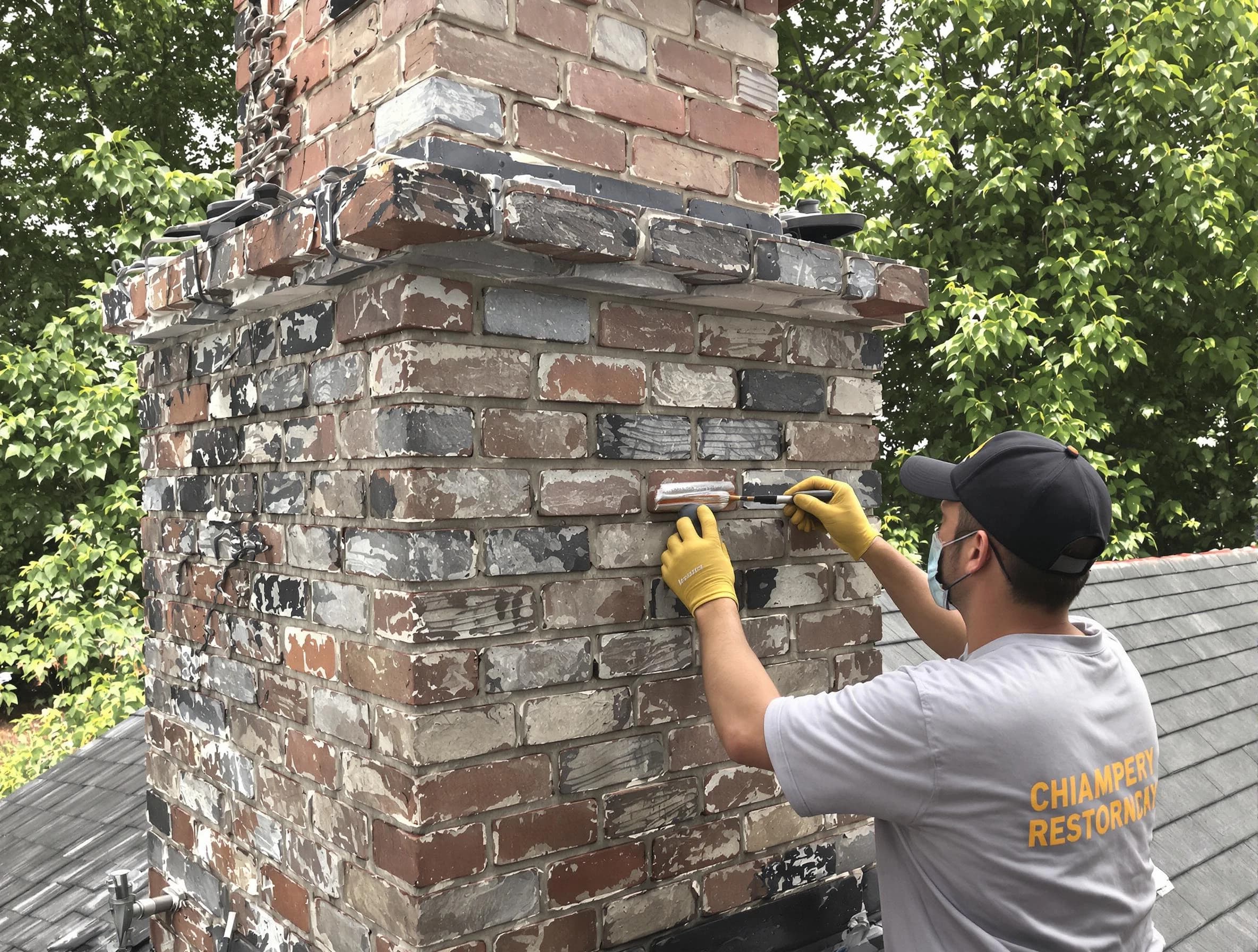 In-progress chimney restoration by Brandermill Chimney Sweep in Brandermill, VA