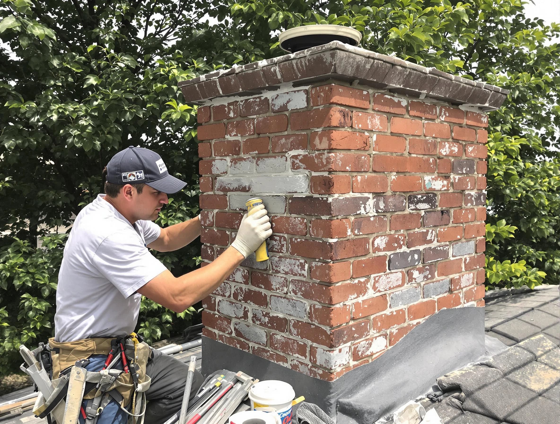Brandermill Chimney Sweep restoring an aging chimney in Brandermill, VA