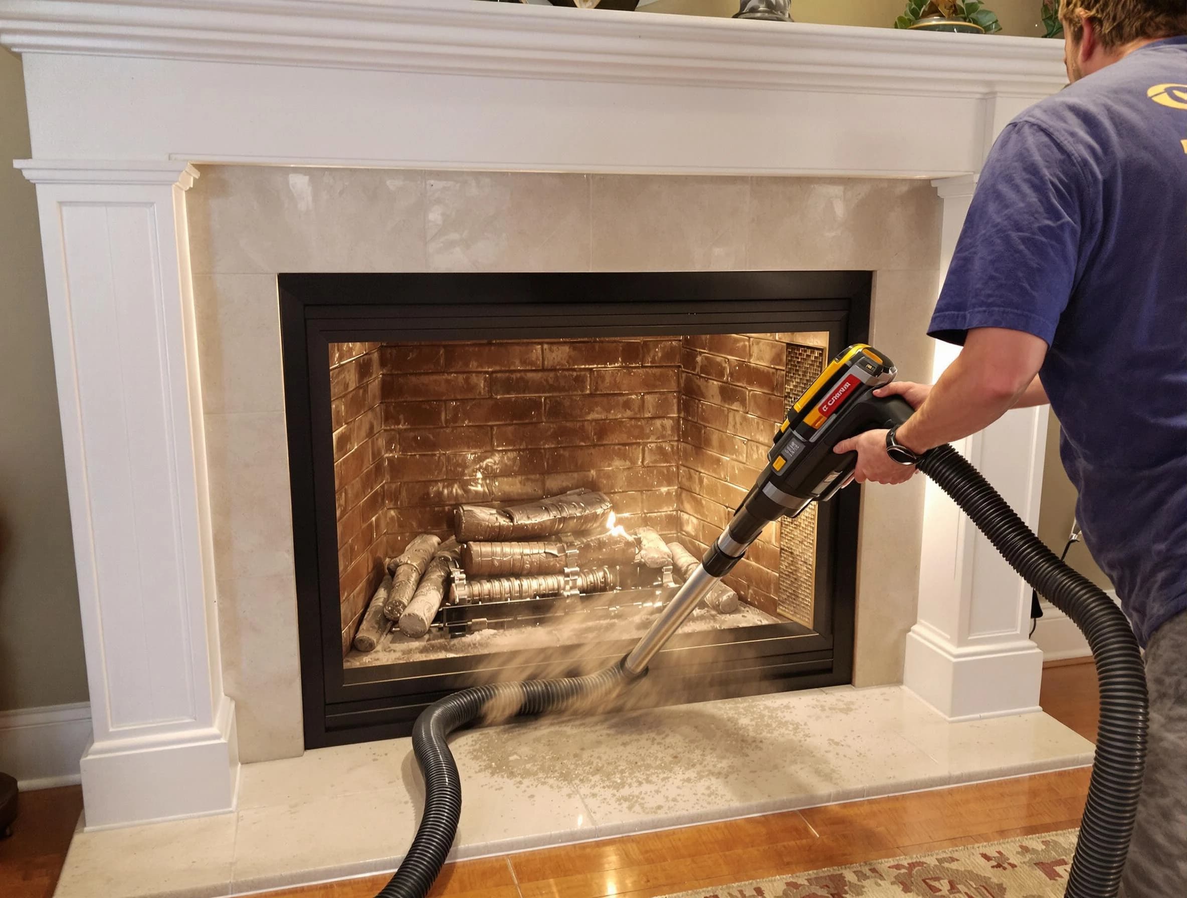 Fireplace cleaning performed by Brandermill Chimney Sweep in Brandermill, VA