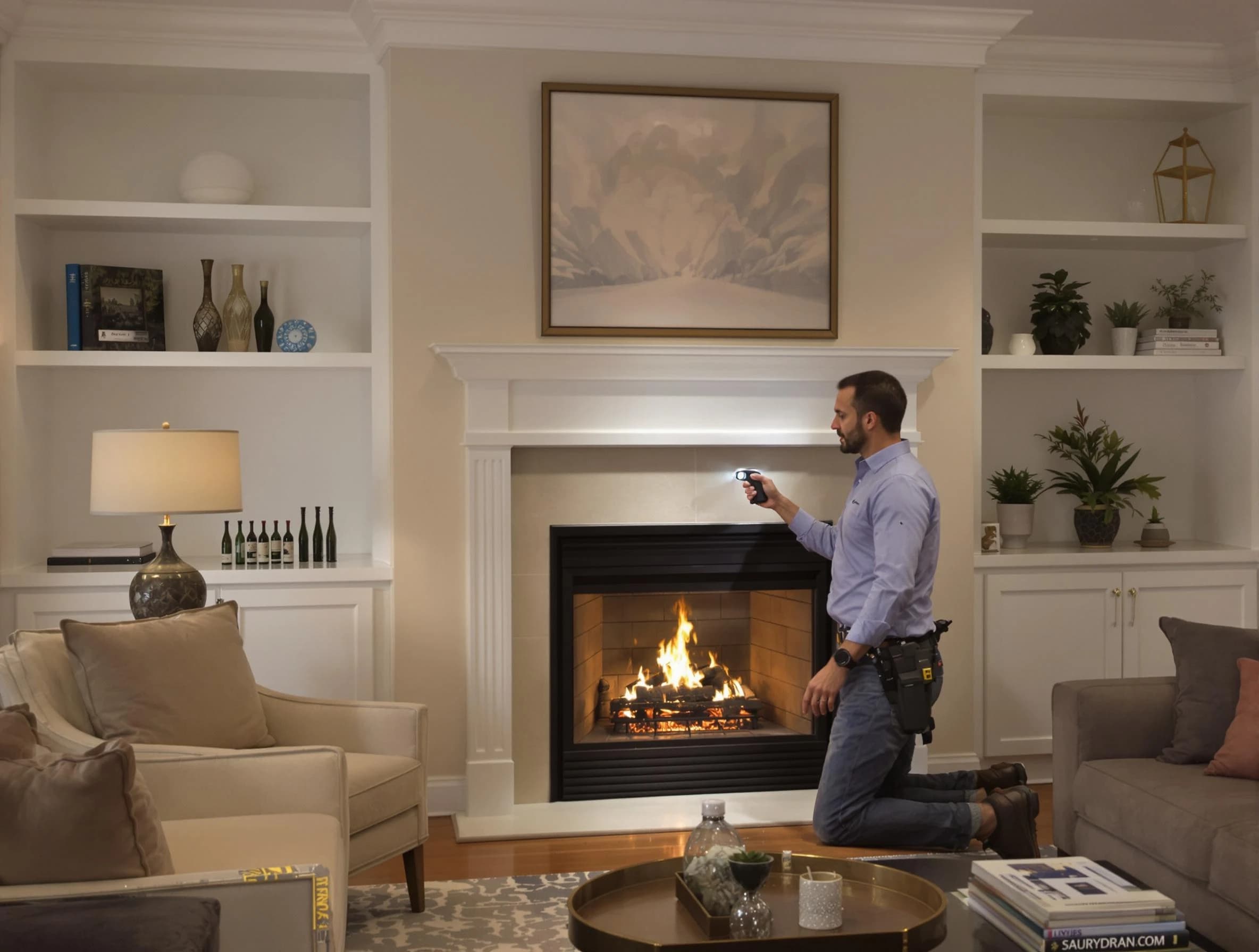 Brandermill Chimney Sweep conducting a fireplace safety inspection in Brandermill, VA