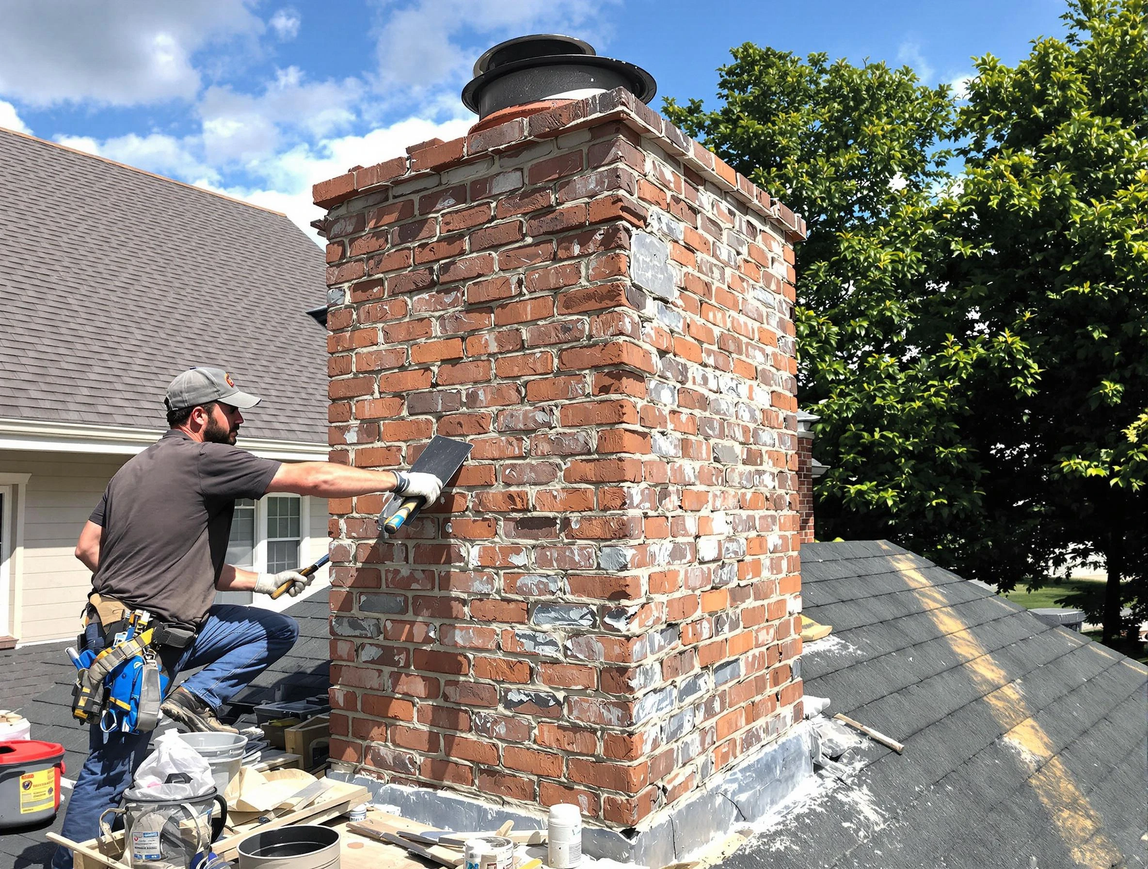 Completed chimney rebuild by Brandermill Chimney Sweep in Brandermill, VA