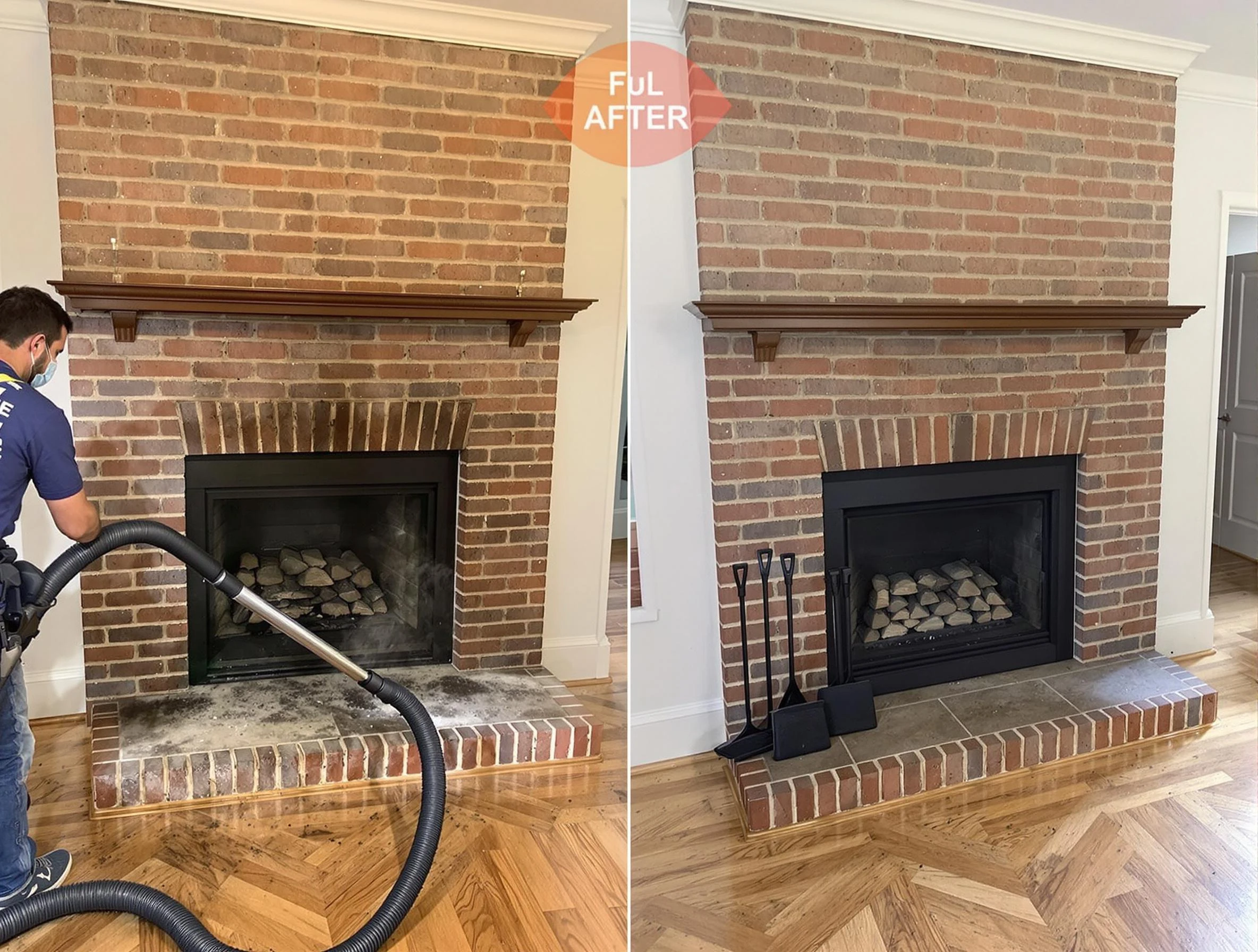 Brandermill Chimney Sweep carefully sanitizing a fireplace in Brandermill, VA