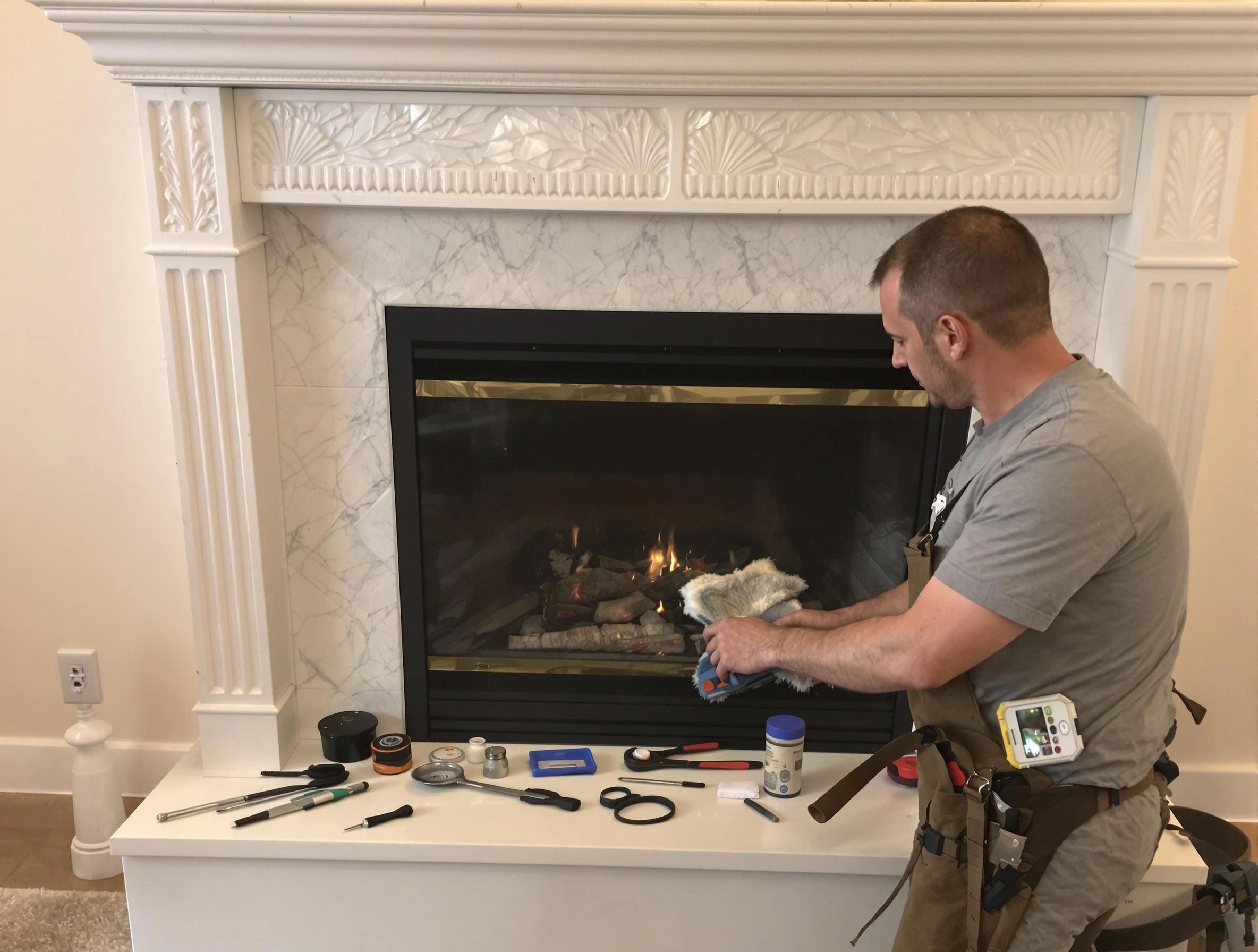 Brandermill Chimney Sweep performing fireplace maintenance in Brandermill, VA